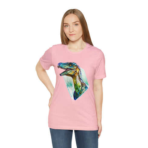 Stained Glass Velociraptor - Short Sleeve Tee